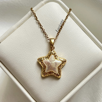 Gold Yıldız Model Çelik Kolye (45 cm)