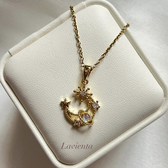 Gold Ay Model Çelik Kolye (45 cm)