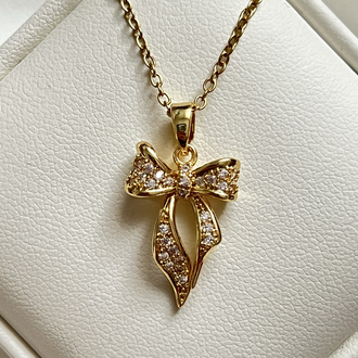 Gold Fiyonk Model Çelik Kolye (45 cm)