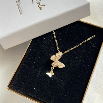 Gold Kelebek Model Çelik Kolye (45 cm)
