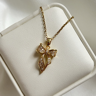 Gold Fiyonk Model Çelik Kolye (45 cm)