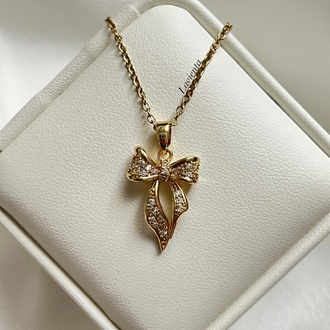 Gold Fiyonk Model Çelik Kolye (45 cm)