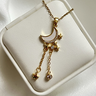 Gold Ay Model Çelik Kolye (45 cm)