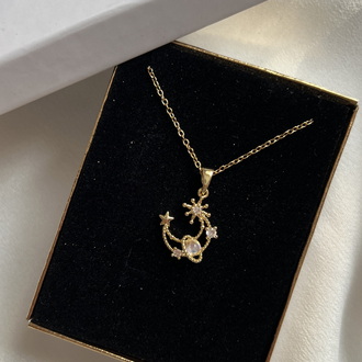 Gold Ay Model Çelik Kolye (45 cm)
