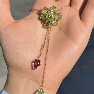 Swarovski Çiçek Model Asansörlü Çelik Kolye