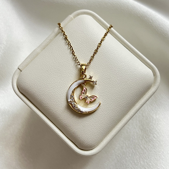 Gold Kelebek Model Çelik Kolye (45 cm)