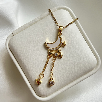 Gold Ay Model Çelik Kolye (45 cm)