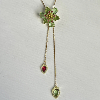 Swarovski Çiçek Model Asansörlü Çelik Kolye