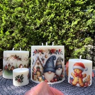 Yılbaşı temalı silindir mum seti (4 lü set)