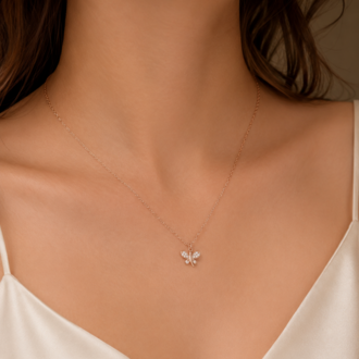 Papillon Rosé 925 Ayar Gümüş Rose Gold Kelebek Kolye