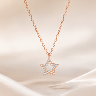 Étoile Rosée 925 Ayar Gümüş Rose Gold Yıldız Kolye
