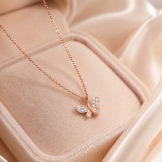 Papillon Rosé 925 Ayar Gümüş Rose Gold Kelebek Kolye
