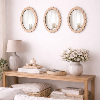 Oval  MDF Çerçeveli Dekoratif Pleksi Ayna (3 lü set)ham mdf