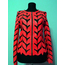 Round Neck Red Leather Leaf Womens Jacket [Design 11]
