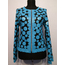 Light Blue Leather Women Leaf Jacket [Design 07]