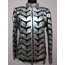 Plus Size Shiny Silver Gray Leather Woman Leaf Jacket [Design 01]