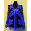 V Neck Blue Leather Leaf Women Jacket [Design 10]