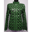 Plus Size Green Leather Leaf Jacket for Women [Design 05]