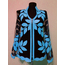 V Neck Light Blue Leather Leaf Women Jacket [Design 10]