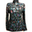 Flower Pattern Black Women Leather Leaf Jacket [Design 01]