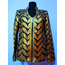 V Neck Gold Leather Womens Leaf Jacket [Design 08]