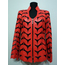 V Neck Red Leather Leaf Woman Jacket [Design 09]