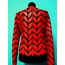 Round Neck Red Leather Leaf Womens Jacket [Design 11]