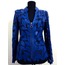 V Neck Blue Leather Leaf Womens Jacket [Design 12]