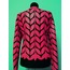 Round Neck Pink Leather Leaf Womens Jacket [Design 11]