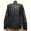 Plus Size Navy Blue Womens Leather Leaf Jacket [Design 04]