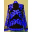 V Neck Blue Leather Leaf Women Jacket [Design 10]