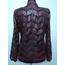 Plus Size Burgundy Leather Woman Leaf Jacket [Design 01]