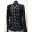 Flower Pattern Black Women Leather Leaf Jacket [Design 01]