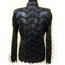Plus Size Navy Blue Leather Leaf Jacket Women [Design 01]