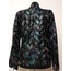 Flower Pattern Black Leather Leaf Jacket for Women [Design 04]