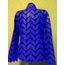 V Neck Blue Leather Womens Leaf Jacket [Design 08]