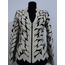 V Neck Beige Leather Leaf Womens Jacket [Design 12]