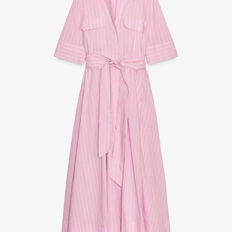 ZR pink çizgili kadin elbise