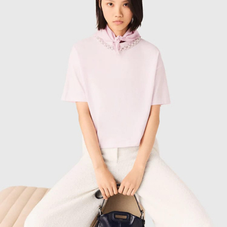 Maje Paris pink tas detay kadın Tshirt