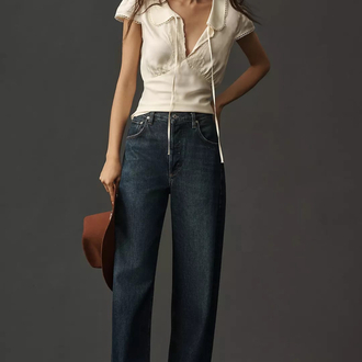 Anthropologie Bebe yaka saten kadın bluz