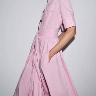 ZR pink çizgili kadin elbise