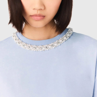 Maje Paris blue tas detay kadın Tshirt