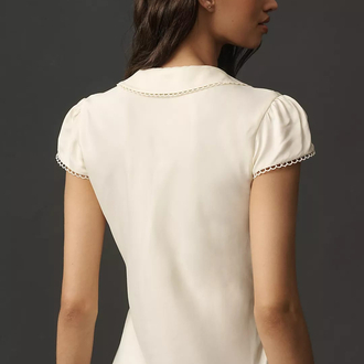 Anthropologie Bebe yaka saten kadın bluz