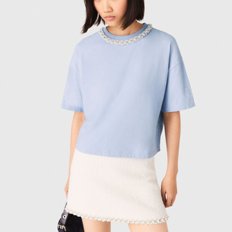Maje Paris blue tas detay kadın Tshirt