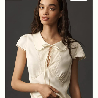Anthropologie Bebe yaka saten kadın bluz