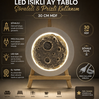 30 CM MDF Şövaleli Ledli tablo