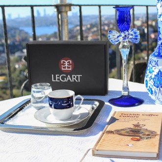Lacivert Afiyet Olsun Yazılı Kahve Fincanı 80cc