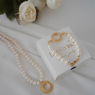 Çeyrek aparatlı doğal inci set