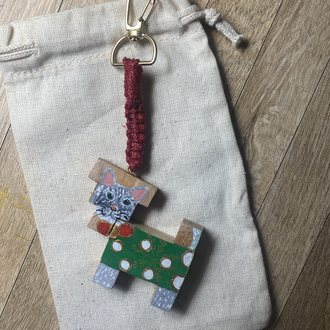 cat Wooden Keychains