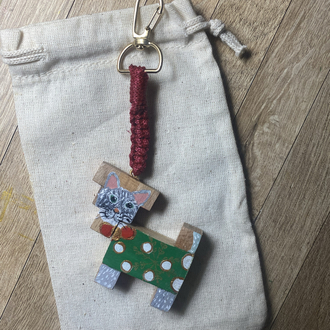 cat Wooden Keychains